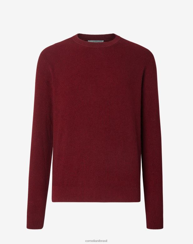 2200J141 homens Corneliani gola redonda de seda e caxemira Borgonha roupas