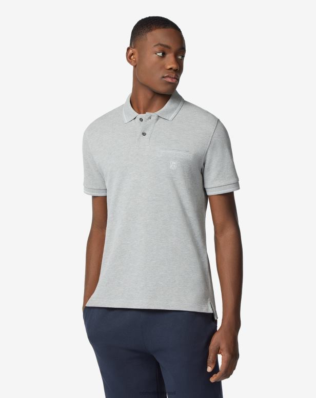 2200J241 homens Corneliani polo com ponta em piquet de algodão antracite roupas
