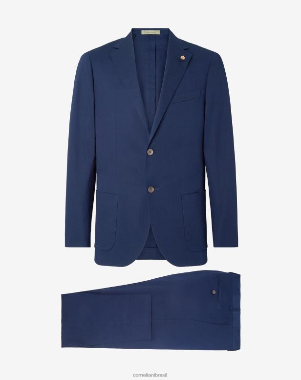 2200J15 homens Corneliani macacão elástico de algodão orgânico azul clássico roupas