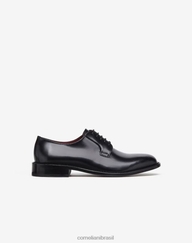 2200J41 homens Corneliani sapato derby couro de bezerro graduado preto sapato